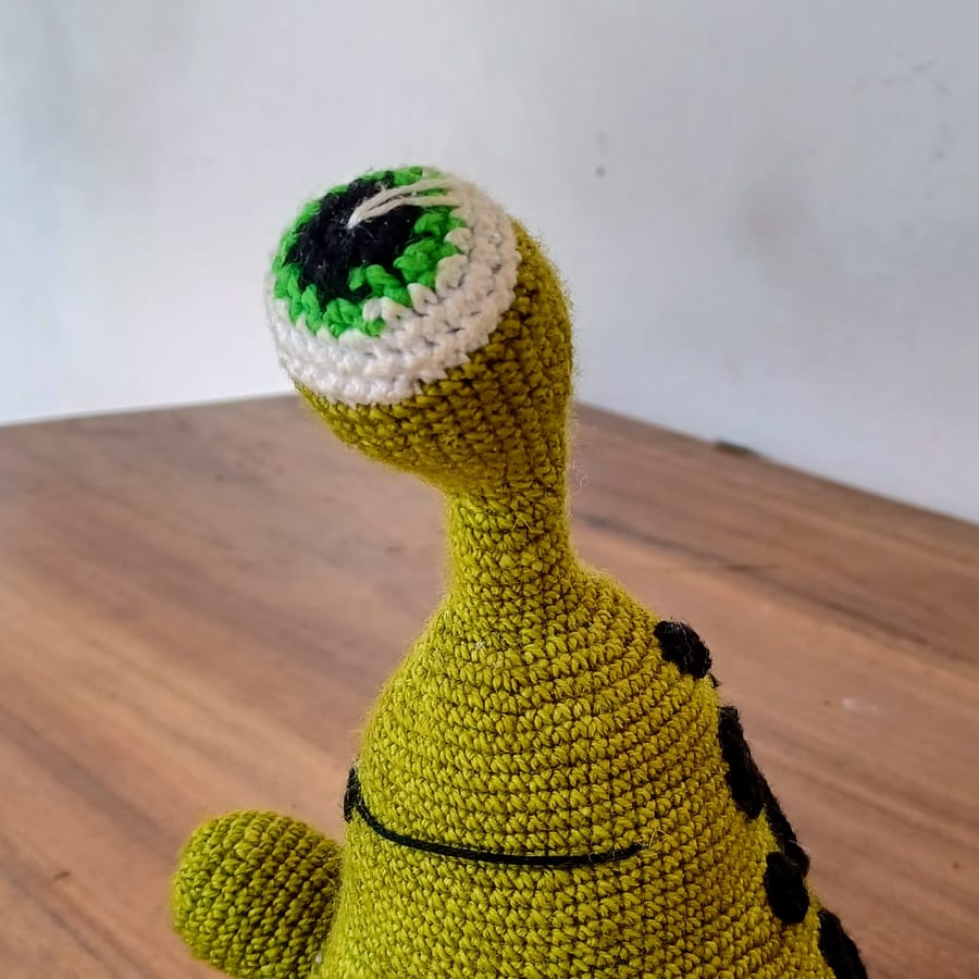 Green dinosaur amigurumi — handmade crochet