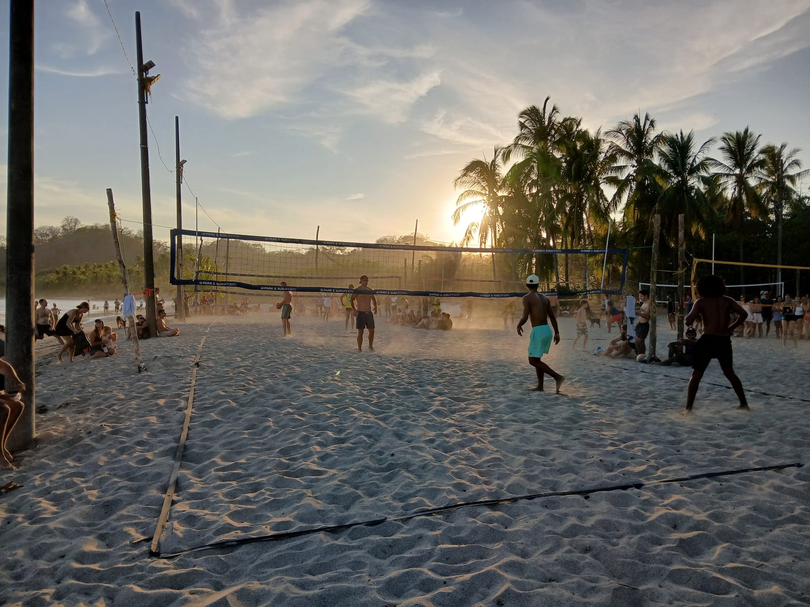 Golden-hour beach volleyball court